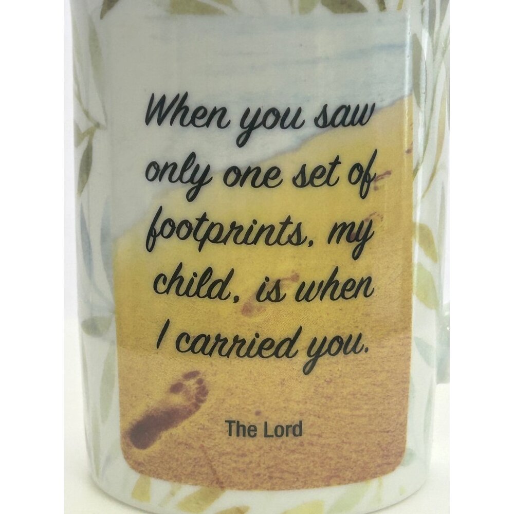 Footprints In The Sand Bay Island Coffee Mug Cup Scripture Religious Jesus Lord - Picture 8 of 8